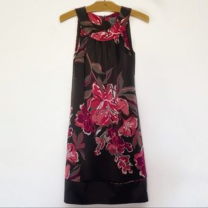 ANN TAYLOR Brown & Pink Floral Halter Dress 0